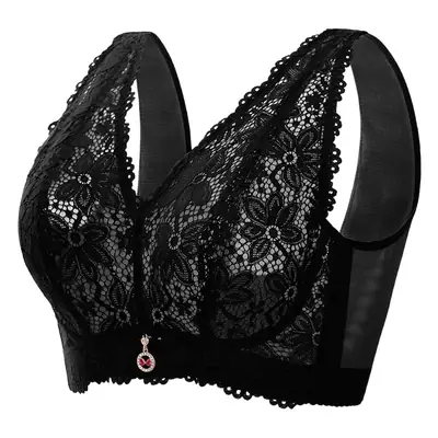 Black Lace Bra for Women, Wireless, Push-Up, French Style