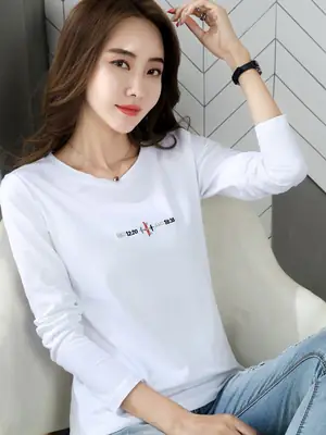 Women Cotton Long Sleeve T-Shirt Black Korean Style