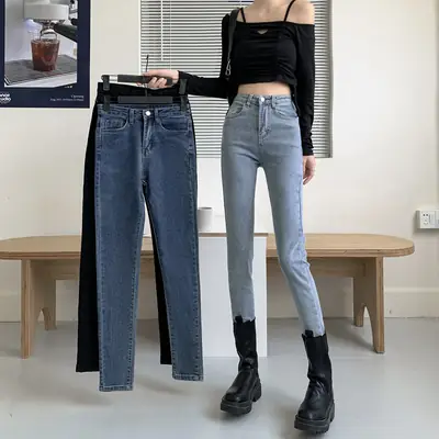 Women Slim Fit Blue Jeans 2022 High Waist Pencil Pants