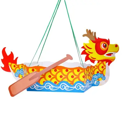 New Year's Dragon Boat Craft Kit Orange Color