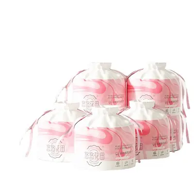 Pure Cotton Disposable Face Washing Towel Rolls Pink Floral