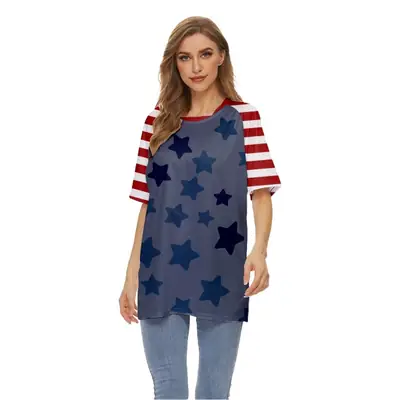 2022 Red White Striped T-Shirt for Women