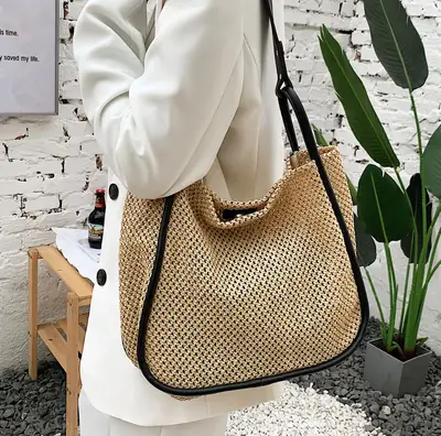 Women's Large Straw Woven Shoulder Bag 2022