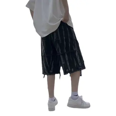 Men's Black Denim Shorts Thin Summer Wear