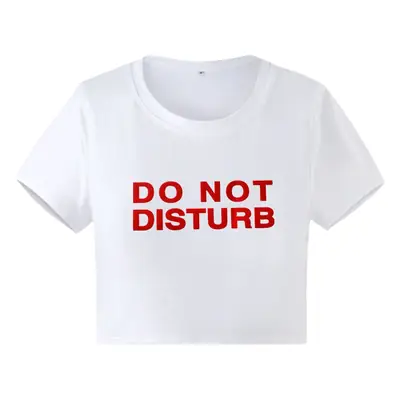 Women Summer T-Shirt White Red Print Round Neck