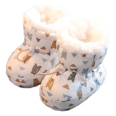 Baby Cotton Shoes for Winter, Warm Shoes and Socks for Boys, Soft Sole, 0-3 Months, 6 Plus Velvet, 12 Newborn Infant Thickened