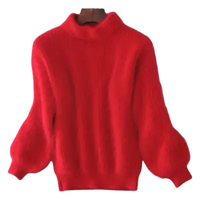 2025 Winter Mink Velvet Half Turtleneck Sweater Women