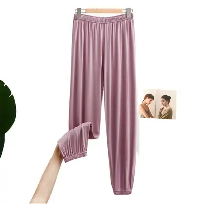 Women's Modal Ankle Pants Large Spring Summer Loose Lazy Home Pants High Waist Slimming
