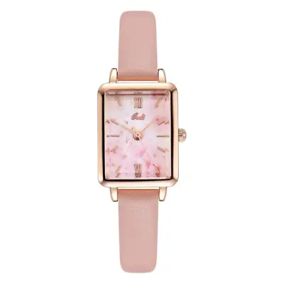 Gold Square Watch for Women with Rose Gold Frame