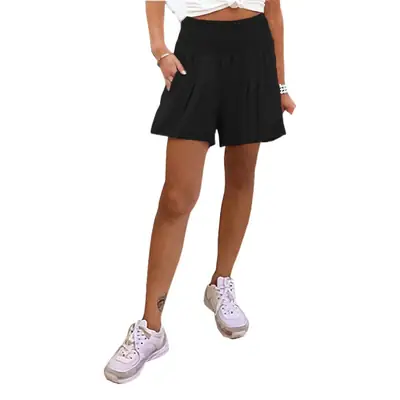 Women's Maroon High Waist Pleated Shorts 2022