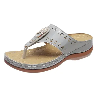 Amazon Cross-border Summer Korean-style Comfortable Wedge Flip-flops Women's Outer Wear Thick-soled Casual Beach Sandals wish