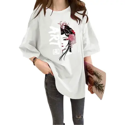Women 2026 Summer T-Shirt Art Print Large
