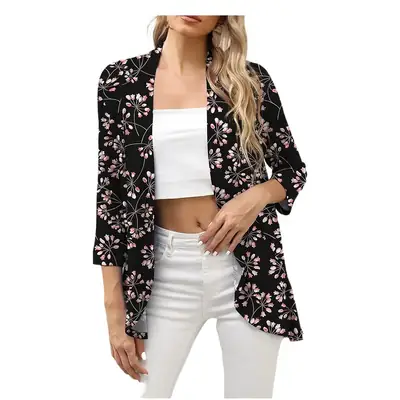 2022 Printed Knitted Cardigan Top Black Floral