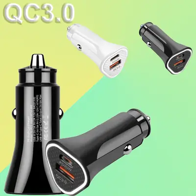 38W QC3.0 Car Charger with Type-C & USB-C Ports