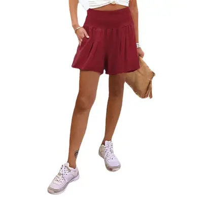 Women's Green High-Waisted Elastic Shorts