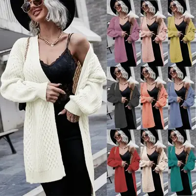 2025 V Neck Long Sleeve Knit Cardigan Women Peach