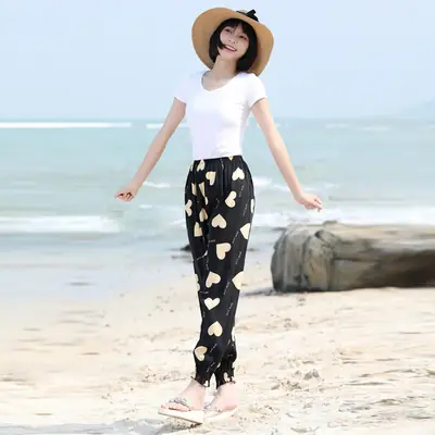 Women Cotton Silk Anti-Mosquito Beach Pants Bloomers