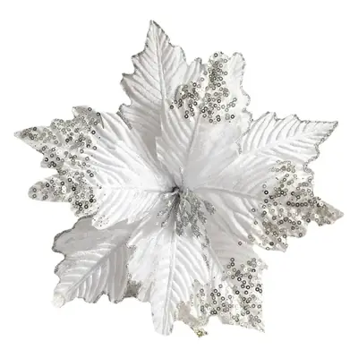 Silver Sequin Christmas Flower Arrangement Decor