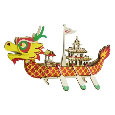 3D Wooden Dragon Boat Toy for Kids