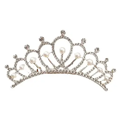 European & American Girls' Rhinestone Pearl Crown Hair Accessory