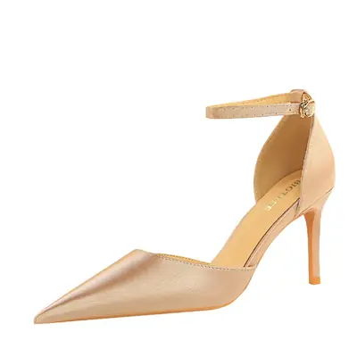 Beige Pointed Heel Sandals for Women