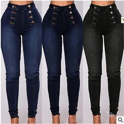 2022 Slim Fit High Waist Casual Jeans with Lace Up Front