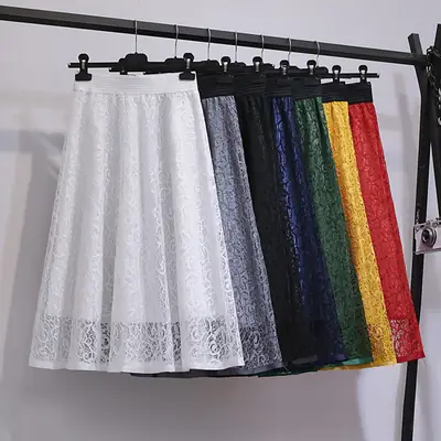 Spring Gauze Skirts White Black Blue Red Yellow