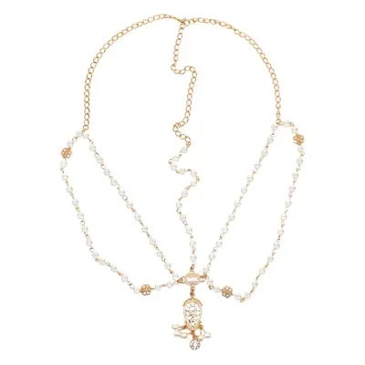 Gold Pearl Tassel Necklace for Women