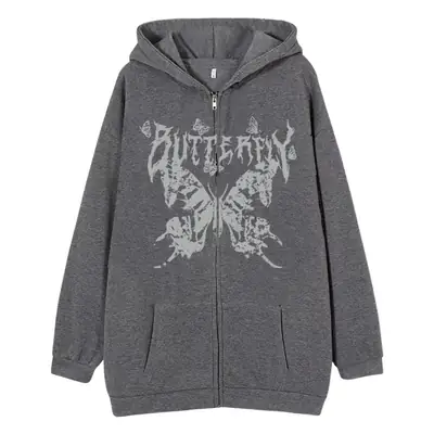 Women's 2022 Gothic Butterfly Zipper Hoodie White