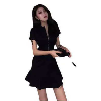 Women's Yellow Ruffled Dress Lazy Style Slimming 2024