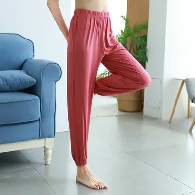 Women's Green Modal Anti-Mosquito Pants Wide Leg