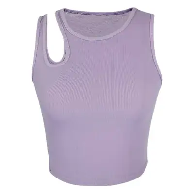 Women's Purple Ribbed Navel-Baring Vest Top