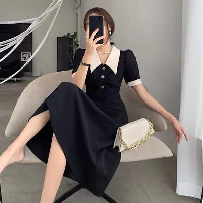 2025 French Retro Little Black Skirt Dress for Women