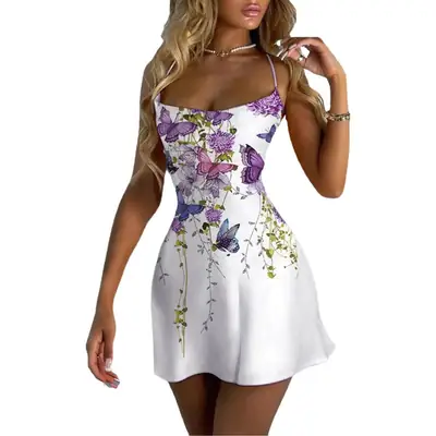 Pink Sexy Strap Dress for Women Summer Wear