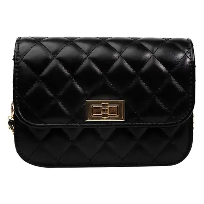 Black Rhombic Chain Shoulder Bag for Women 2022