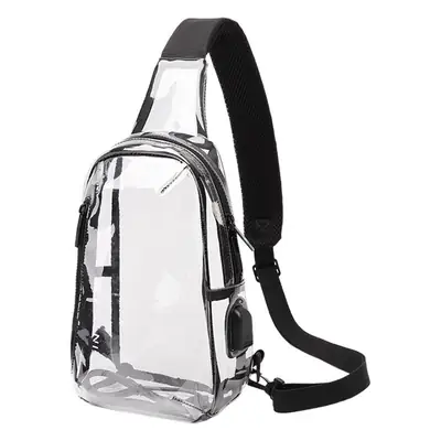 Transparent Waterproof PVC Crossbody Bag with USB Charging
