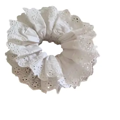 Lace Hair Ring with Double Lace Design Black White