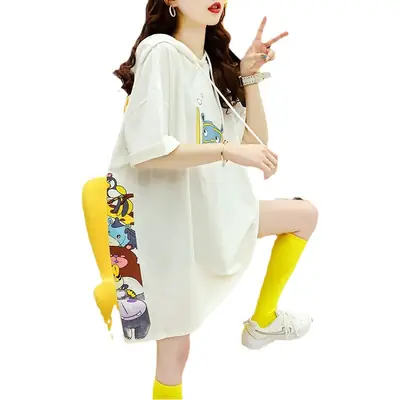 Women Cartoon Hooded T-Shirt Summer Wear