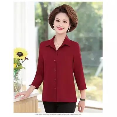 2024 Women Shirts with 3Q Sleeve Collar Red Green