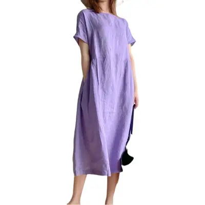 Blue Loose Slimming Dress Summer 2025 Large