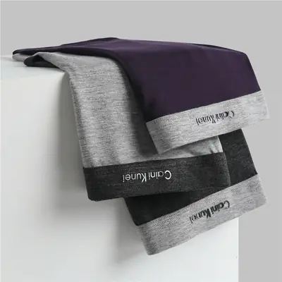 Men's Breathable Boxer Panties Modal Fabric Purple Grey