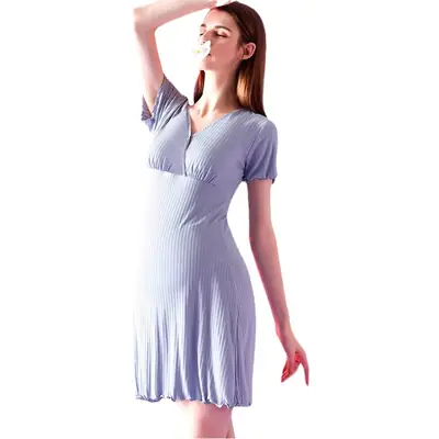 Pregnant Women Nightdress Modal Pink Moon Suit Feeding
