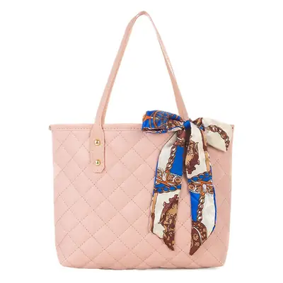 Black Quilted Tote Bag with Silk Scarf 2026