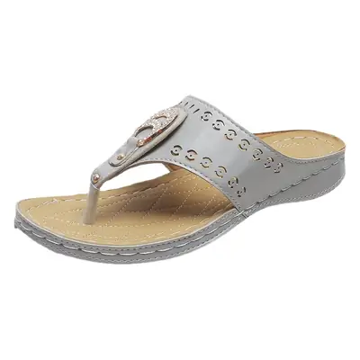 Amazon Cross-border Summer Korean-style Comfortable Wedge Flip-flops Women's Outer Wear Thick-soled Casual Beach Sandals wish