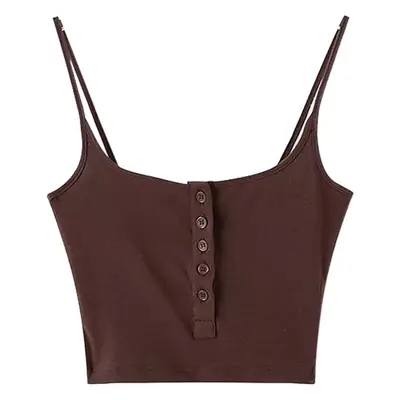 Women's T-Shirt Vest with Buckle Solid Color