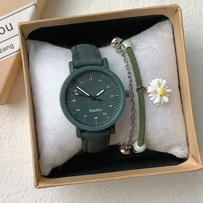 Vintage Brown Quartz Women's Watch for Girls