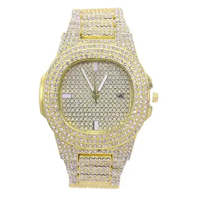 Men 3PC Gold Plated Wristwatch Set with Bracelet