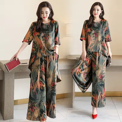 Summer Cotton Linen Shirt Capri Set for Women