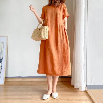 Women Cotton Loose Skirt Dress Summer 2022 Large
