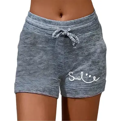 Women Butterfly Printed Gray Yoga Pants Shorts